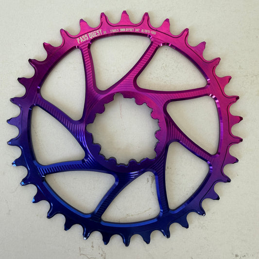 Passquest Sprill Sram Chain Ring 3mm Offset Hollow Iridescent Purple/Blue