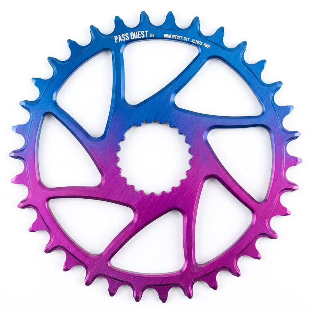 Passquest Sprill Shimano Chain Ring 0mm offset Iridescent Hollow Purple/Blue